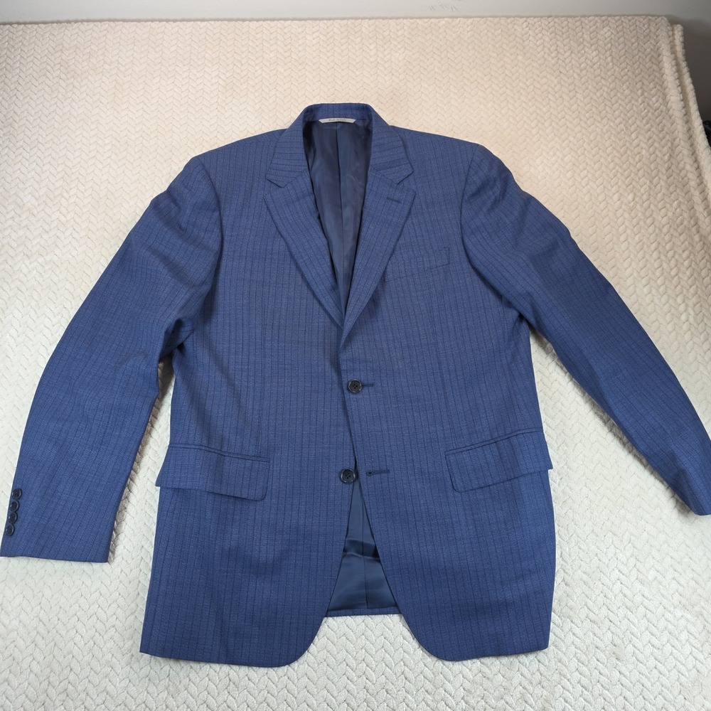 Canali Mens Blue Pinstripe Wool 2-Button Blazer Sport Coat Italy 52R  42R US